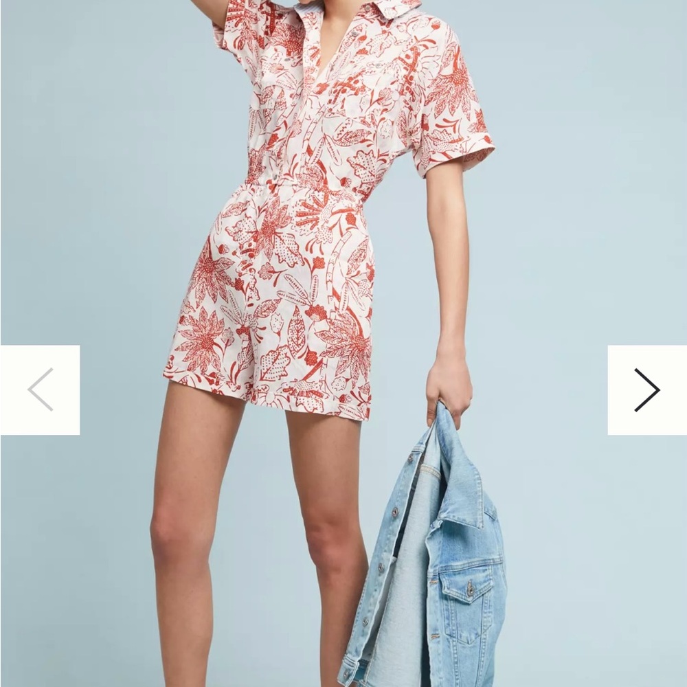 Anthropologie Linen Utility Romper (Size Medium)